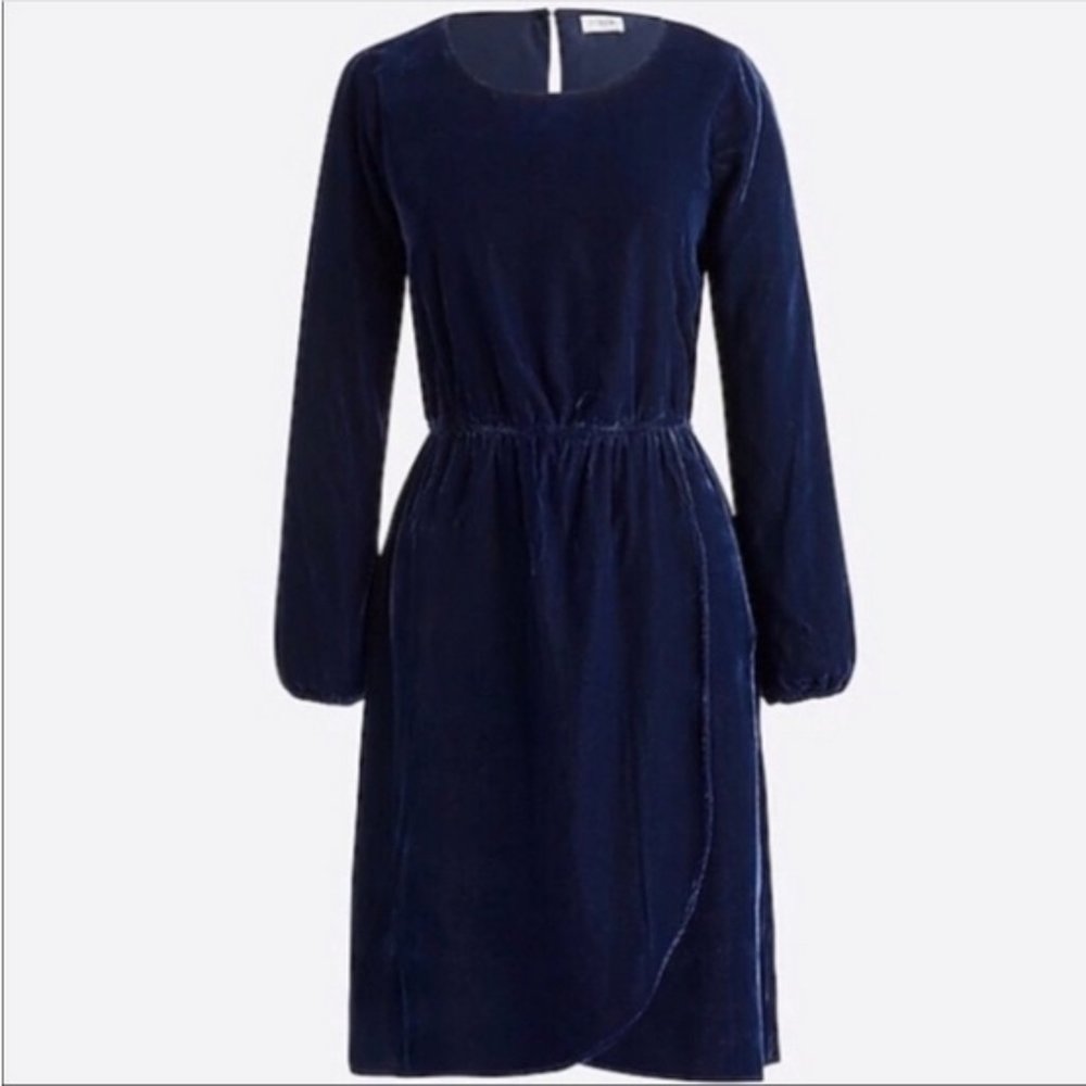 J. crew Factory Blue Velvet tulip-hem dress